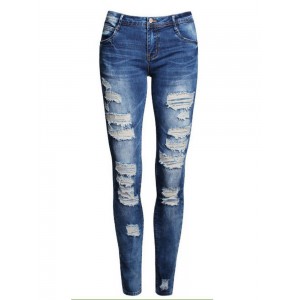 Low Waist Distressed Ripped Skinny Jeans