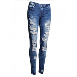 Low Waist Distressed Ripped Skinny Jeans