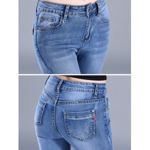 Casual Solid Color Skinny Stretch Pencil Jeans