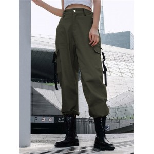 Casual Outdoors Joggers High Waist Pockets Military Pants