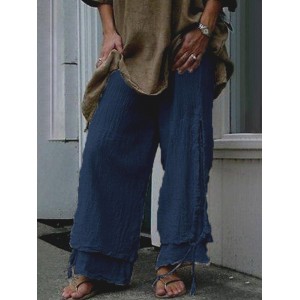 Casual Layered Elastic Waist Pants For Women