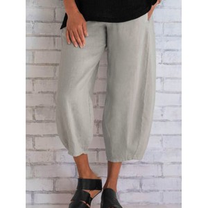 Loose Casual Solid Color Pants For Women