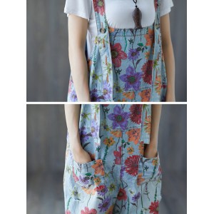 Casual Print Floral Overall Harem Jumpsuit