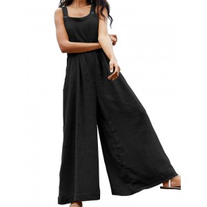 Casual Solid Color Flared Wide Leg Overall Jumpsuits
