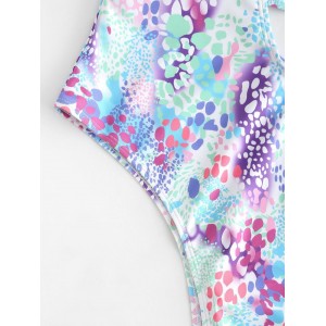 Plus Size Colored Spot Suspender Swimwear Set - Multi 1x