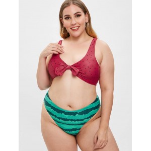  Watermelon Tied Plus Size Swimwear Set - Multi-a 3x