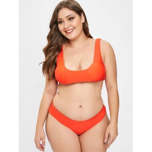  Plus Size Tank Swimwear Set - Papaya Orange 3x