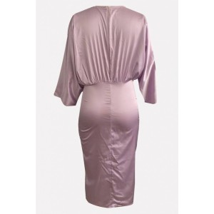 Light-purple Plunging Long Sleeve Beautiful Bodycon Dress