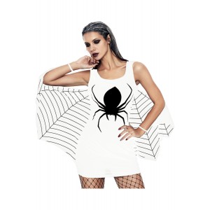 White Jersey Dress Spiderweb Cosplay Apparel
