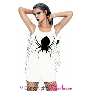 White Jersey Dress Spiderweb Cosplay Apparel