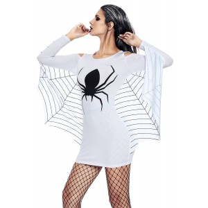 White Spiderweb Jersey Tunic Dress