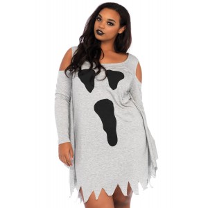 Halloween Ghost Print Jersey Plus Size Dress