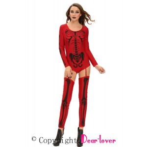 Red Bad To The Bone Halloween Skeleton Apparel