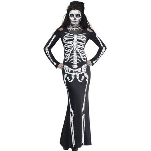 Long Skeleton Dress Adult Halloween Apparel
