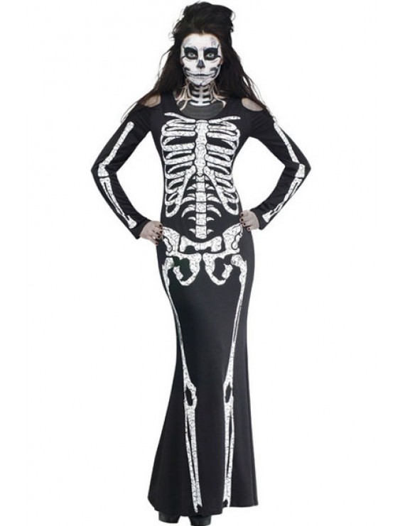 Long Skeleton Dress Adult Halloween Apparel