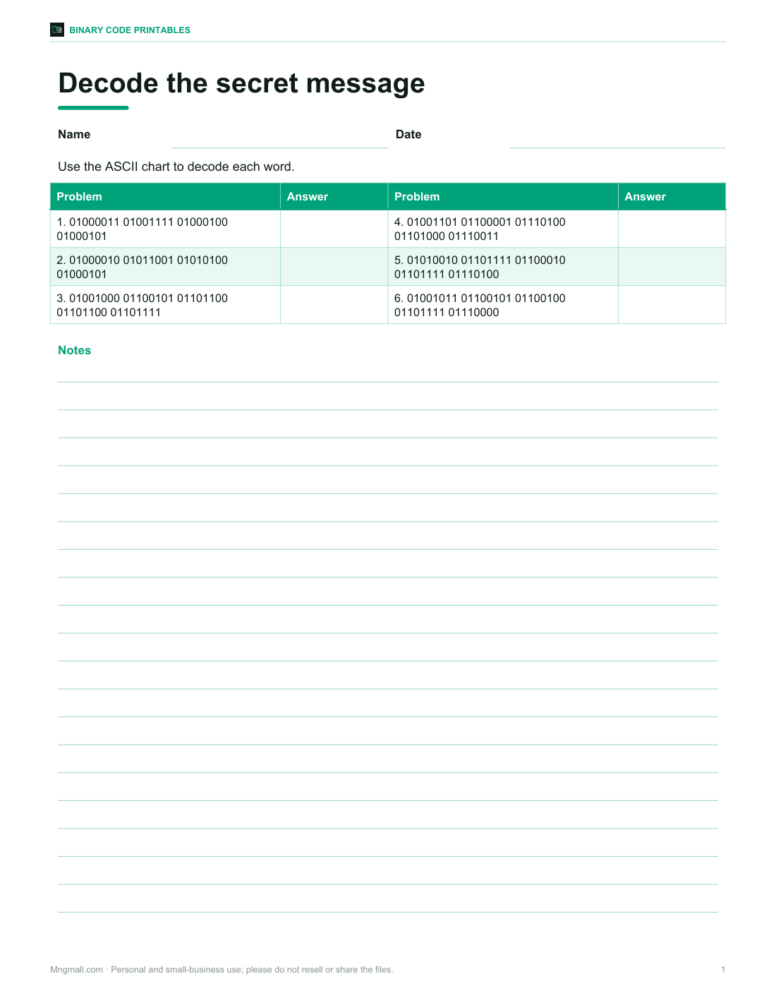 Preview of the first page of Secret message